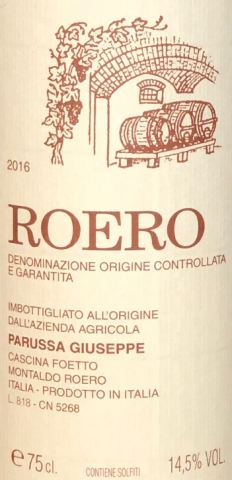 Giuseppe Parussa Roero Nebbiolo 2016